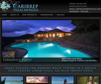 CaribrepVillas.com(Antigua Villas) Screenshot