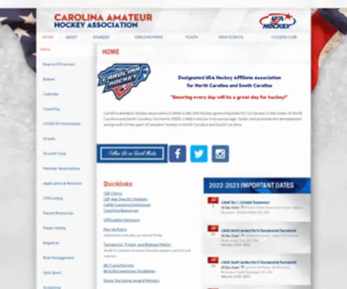 Carolinahockey.org(Carolina Amateur Hockey Association) Screenshot