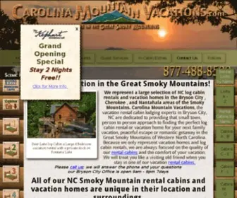 Carolinamountainvacations.com(NC Cabin Rentals in Bryson City) Screenshot