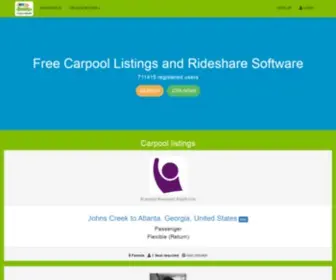 Carpoolworld.com(Free Carpool Listings and Rideshare Software) Screenshot