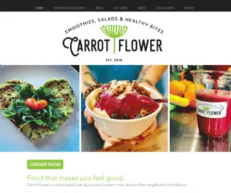 Carrotflowerjp.com(Carrot Flower is a vegetarian cafe + juice bar in Jamaica Plain (Boston)) Screenshot