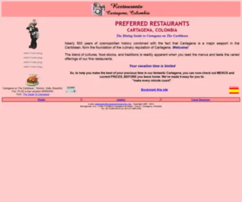 Cartagenarestaurants.com(The Dining Guide to Cartagena on The Caribbean) Screenshot