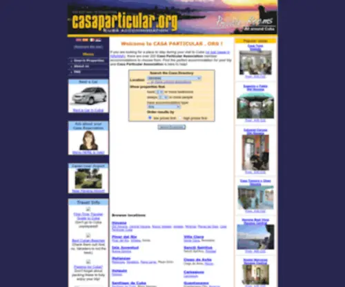 Casaparticular.org(Organization of casas particulares in Cuba) Screenshot