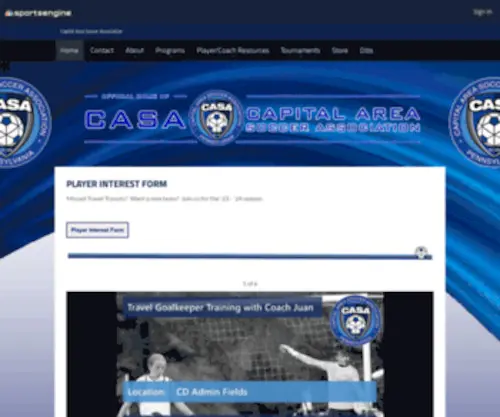Casasoccer.org(Capital Area Soccer Association) Screenshot