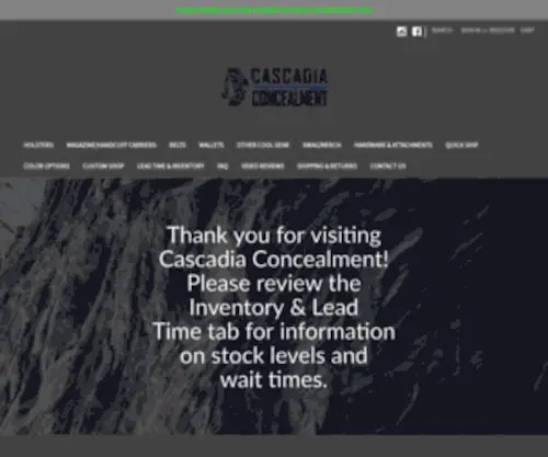Cascadiaconcealment.com(CASCADIA CONCEALMENT LLC) Screenshot