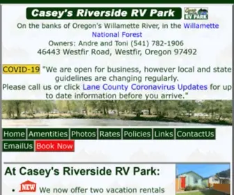 CaseysrvPark.com(Casey's Riverside RV Park) Screenshot
