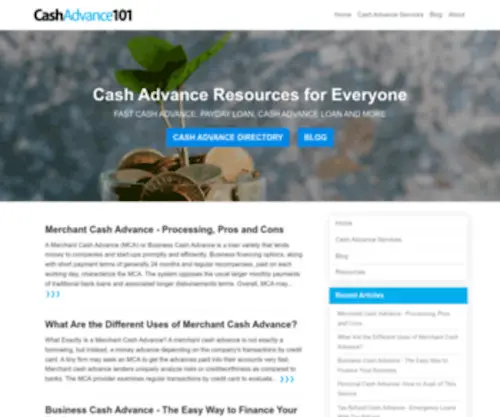 Cashadvance101.com(Provides resources on cash advance etc) Screenshot