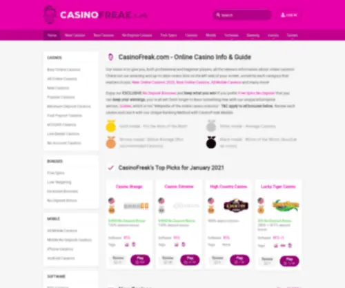 Casinofreak.com Screenshot