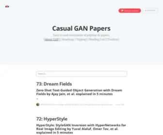 Casualganpapers.com(Casual GAN Papers) Screenshot