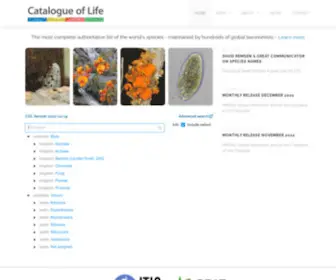 Catalogueoflife.org(The Catalogue of Life) Screenshot