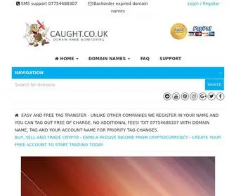 Caught.co.uk(Index UK domain name drop catching and back ordering) Screenshot