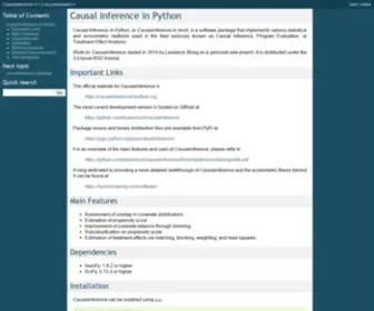 Causalinferenceinpython.org(Causalinference 0.1.3 documentation) Screenshot