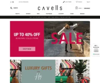 Cavells.co.uk(Designer Men's & Women's Clothing) Screenshot