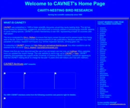 Cavitynester.org(CAVNET) Screenshot