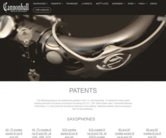 Cbpatents.com(CANNONBALL MUSICAL INSTRUMENTS) Screenshot