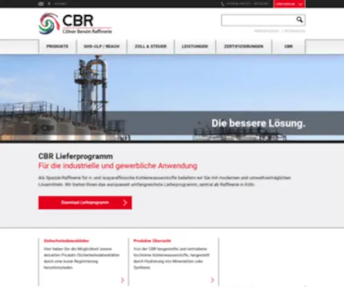 CBR-Online.de(Isoparaffine, Paraffine, GTL, Testbenzin, Spezialbenzin) Screenshot