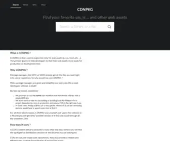 CDNPKG.com(Find a CDN for your favorite web assets easily) Screenshot