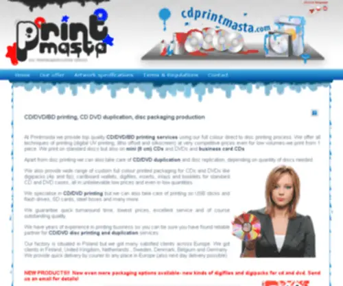CDprintmasta.com(CD manufacturing company) Screenshot