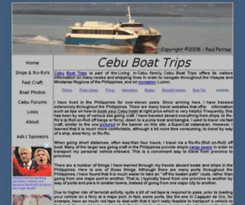 Cebuboattrips.com(Cebu Boat Trips offers information on Philippines fast craft) Screenshot