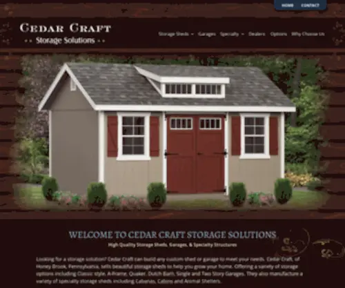 Cedarcraftsheds.com(Custom Storage Sheds &amp; Garages) Screenshot