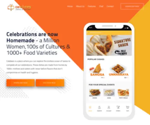 Celebees.com(100% Home cooked food for your home and office parties) Screenshot