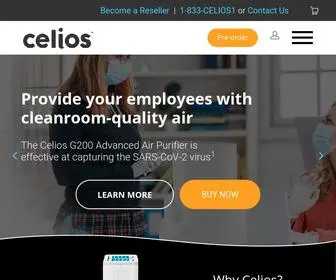 Celios.com(Air & Surface Purification Products) Screenshot