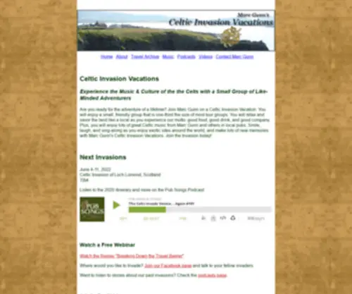 Celticinvasion.com(Marc Gunn's CELTIC INVASION VACATIONS) Screenshot