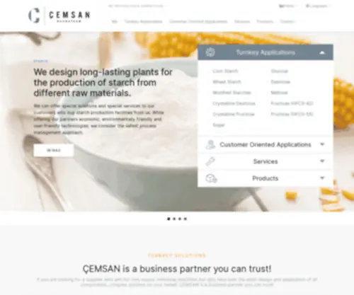 Cemsan.com(Turnkey Starch Fructose Glucose Plants Units Equipments and Engineering) Screenshot