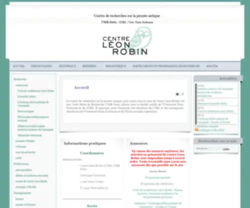 Centreleonrobin.fr(Centre leon robin de recherches sur la pensée antique) Screenshot