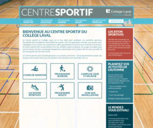 Centresportiflaval.ca(Centre sportif du Collège Laval) Screenshot