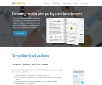Centurica.com(Solutions for Buyers of Internet Businesses) Screenshot