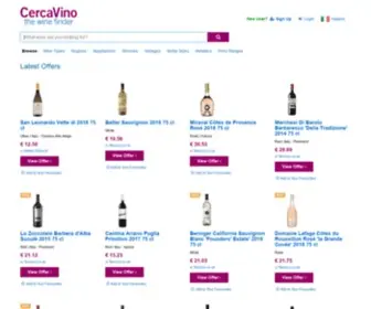 Cercavino.com(Il motore di ricerca per lo shopping di vino online) Screenshot