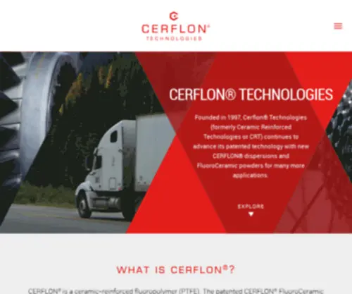 Cerflon.com(Ceramic Reinforced Fluoropolymer) Screenshot