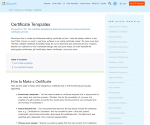 Certificatetemplatesonline.com(Free Certificate Templates) Screenshot