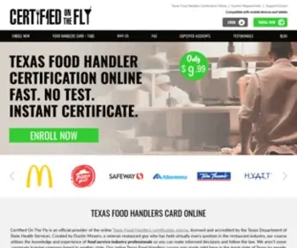 Certifiedonthefly.com(Online Food Handlers Card Texas) Screenshot