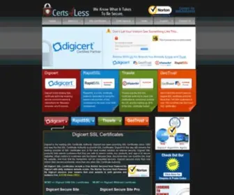 Certs4Less.com(SSL Certificates Digicert RapidSSL GeoTrust Thawte) Screenshot