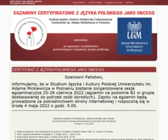 Certyfikatpolski.edu.pl(Certyfikat z języka polskiego jako obcego) Screenshot