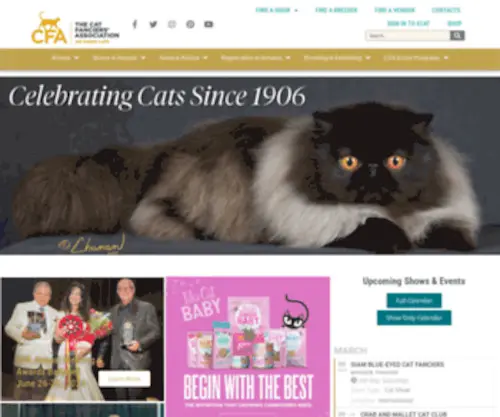 Cfainc.org(World's Largest Registry of Pedigreed Cats) Screenshot