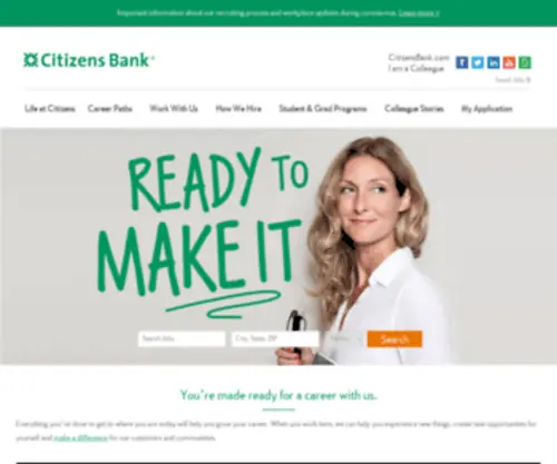 CFgcareers.com(Banking Jobs and Lending careers at RBS Citizens Financial Group) Screenshot