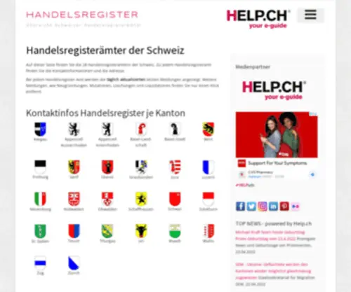 CH-Handelsregister.ch(Handelsregisterämter) Screenshot