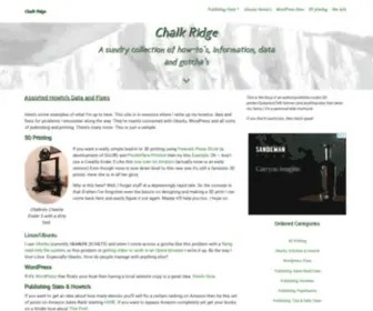 Chalk-Ridge.com(Chalk Ridge Howtos Data Fixes 3D Printing Publishing Ubuntu Wordpress) Screenshot