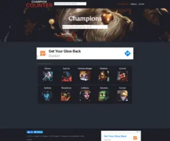 Championcounter.fr(Conseils sur les opposants et choix d'opposants pour League of Legends) Screenshot