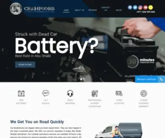 Championsbattery.com(Car Battery Replacement Services in Abu Dhabi) Screenshot