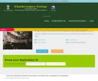 Chandernagorecollegeadmission.com(Chandernagore college online admission system) Screenshot