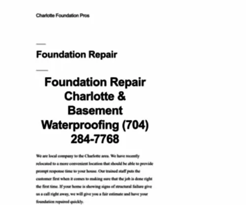 Charlottefoundationpros.com(Foundation Repair CharlotteFree Estimates) Screenshot