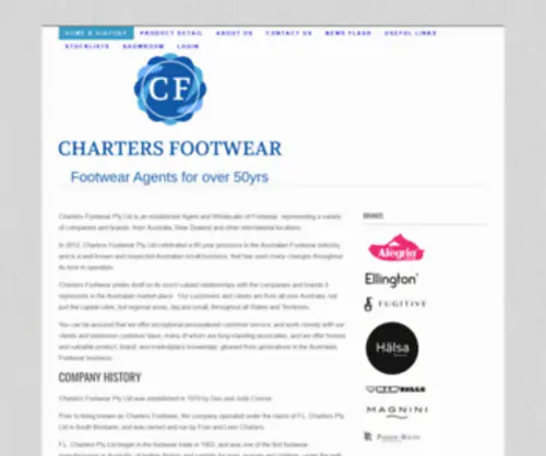 Chartersfootwear.com.au(HOME & HISTORY) Screenshot