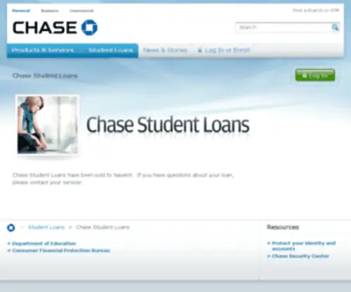 Chasestudentloans.com(Chase Student Loans) Screenshot