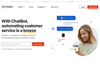 Chatbot.com(AI Chat Bot Software for Your Website) Screenshot