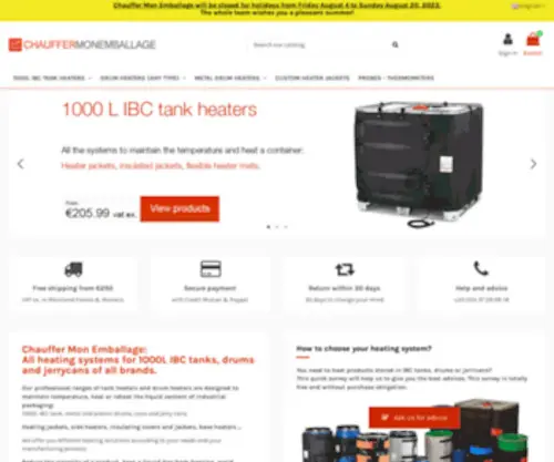 Chauffermonemballage.com(Systèmes de chauffe pour cuve 1000L) Screenshot