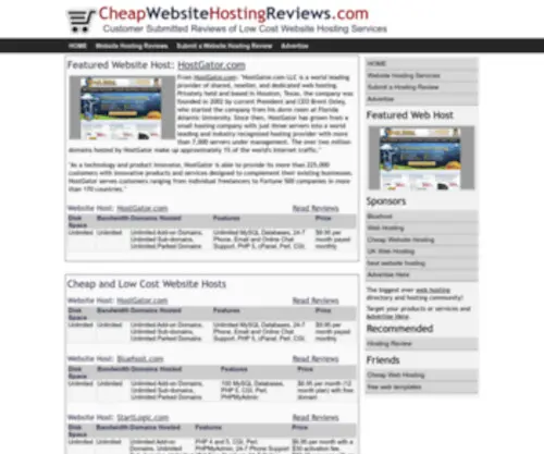 Cheapwebsitehostingreviews.com(Cheap and Low Cost Website Hosting Service Reviews) Screenshot